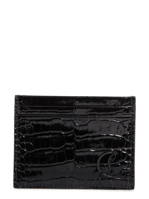 Christian Louboutin Christian Louboutin Mooncrest Lizard Embossed Leather Card Case in Black at Nordstrom