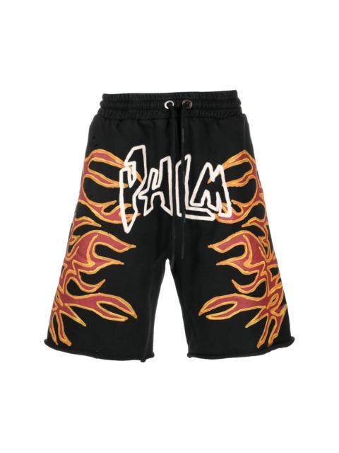 Palm Angels Graffiti Flames logo-print shorts