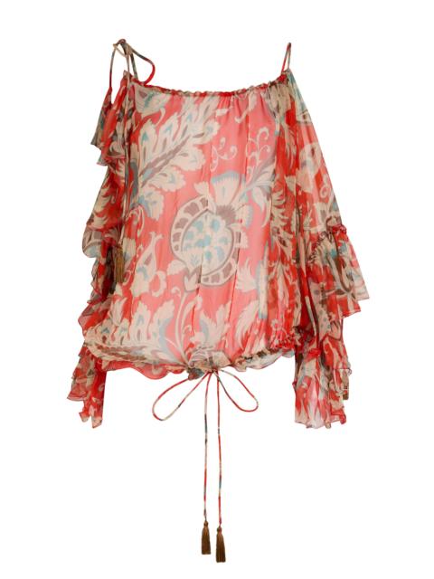 Etro Off-The-Shoulder Silk Top multi