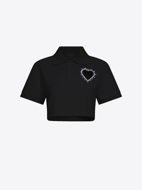 AREA CRYSTAL HEART CUTOUT CROPPED POLO