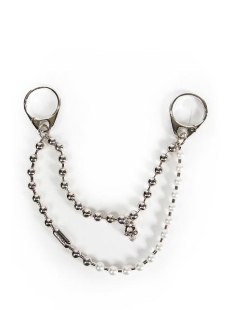 Alexander McQueen Pearl & Skull Double Chain Charm