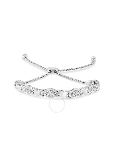 Other Designers Haus of Brilliance .925 Sterling Silver Diamond Accent Alternating Marquise Shape and Heart Links Bo