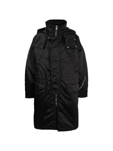 Lutece logo-patch parka coat