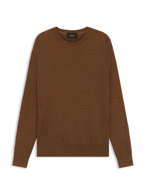 BOSS SILK SWEATER WITH PRINCE OF WALES CHECK STRUCTURE