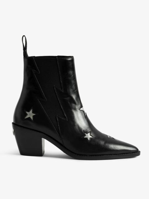 Zadig & Voltaire Tyler Stars Vintage Patent Ankle Boots