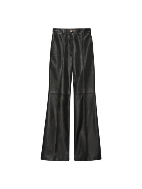 GUCCI Black Plonge Leather Flare Trousers