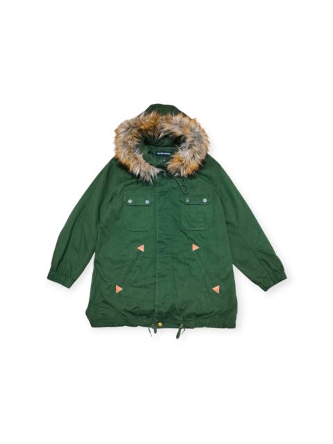 Other Designers Issey Miyake - Mercibeaucoup Green Parka Jacket with Fur