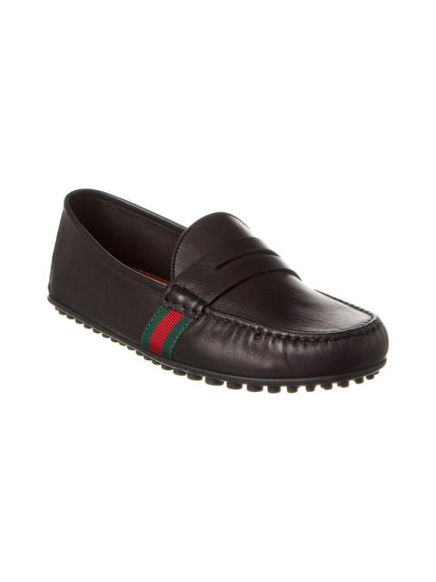 GUCCI Gucci Web Leather Men Loafers