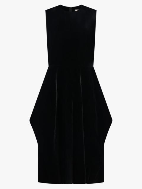 Comme Des Garçons VELVET PINAFORE JUMPSUIT WITH BALLOON LEG | BLACK