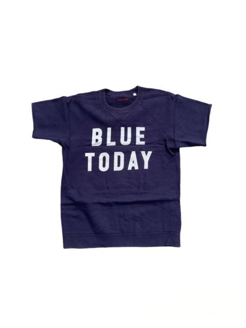Vintage Blue Blue Japan Indigo Short Sleeve Sweatshirt