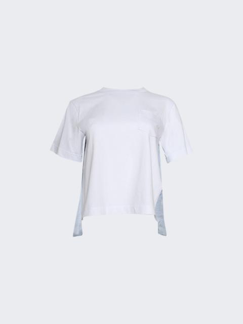sacai Denim X Cotton Jersey Tee Off Whit And Light Blue