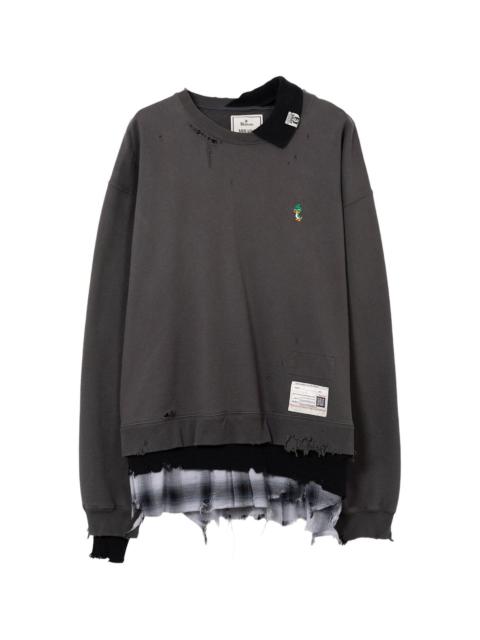 Maison MIHARAYASUHIRO LAYERED DISTRESSED-DETAIL SWEATSHIRT