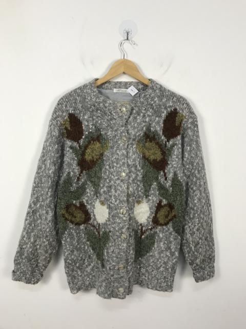Other Designers Japanese Brand - Minan Floral Flower Motive Double Layer Knit Cardigan #2883