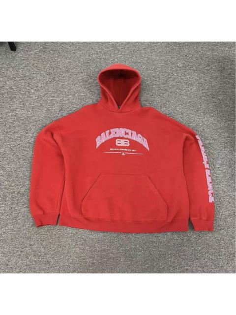 BALENCIAGA Balenciaga Maison Wide Fit Hoodie in red