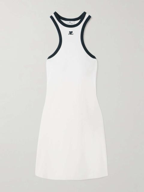 Embroidered cotton-jersey mini dress White