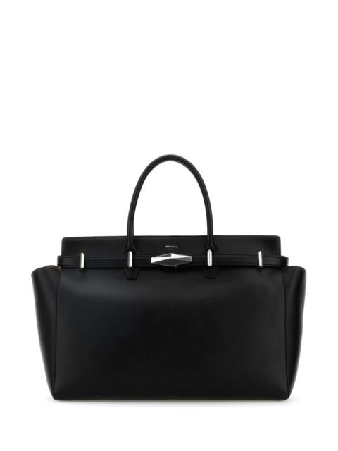 JIMMY CHOO Jimmy Choo Women Black Leather Large Diamond Belted Shopping Bag