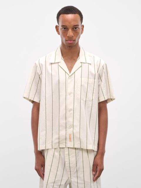 BODE Cream Striped Short Sleeve Shirt