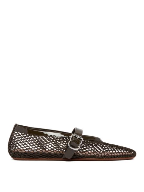 Green Fishnet Ballet Flats
