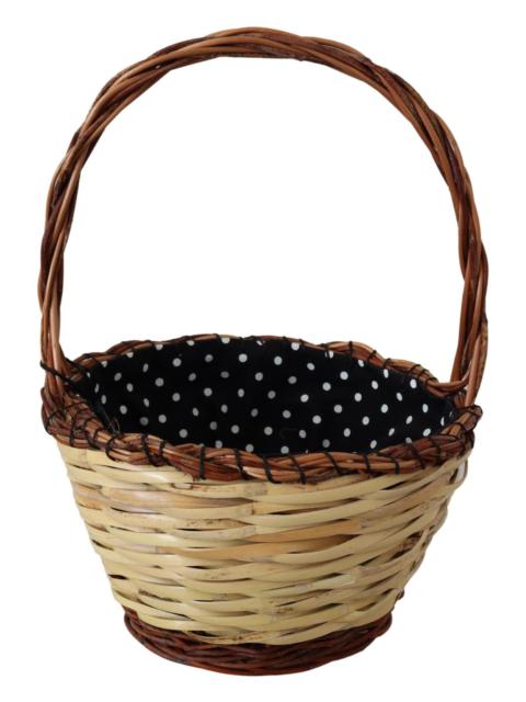 Dolce & Gabbana Beige Wood Wicker Rattan Basket Tote Bag