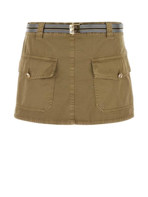 Miu Miu Miu Miu Women Army Green Cotton Mini Skirt