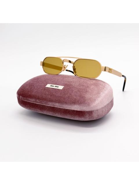Miu Miu New Miu Miu MUB52S 22M10Y Gold Yellow Women Sunglasses SMU B