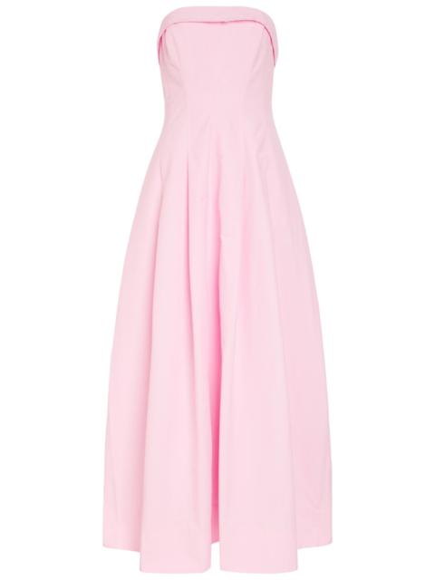 strapless white midi dress MINKPINK Luna Drop Waist Midi Dress In White Cotton