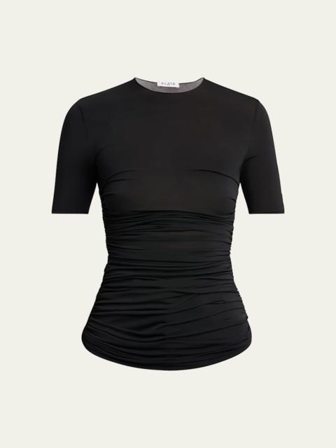 Alaïa Ruched Short-Sleeve Top