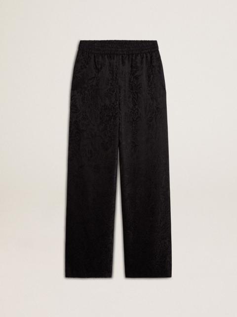 Golden Goose Women's black joggers with a tone-on-tone toile de jouy print
