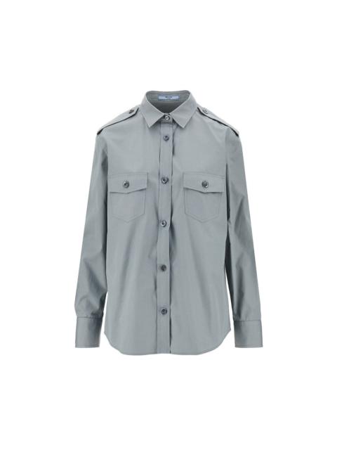 Prada Prada Poplin Shirt with Utility Details Grey