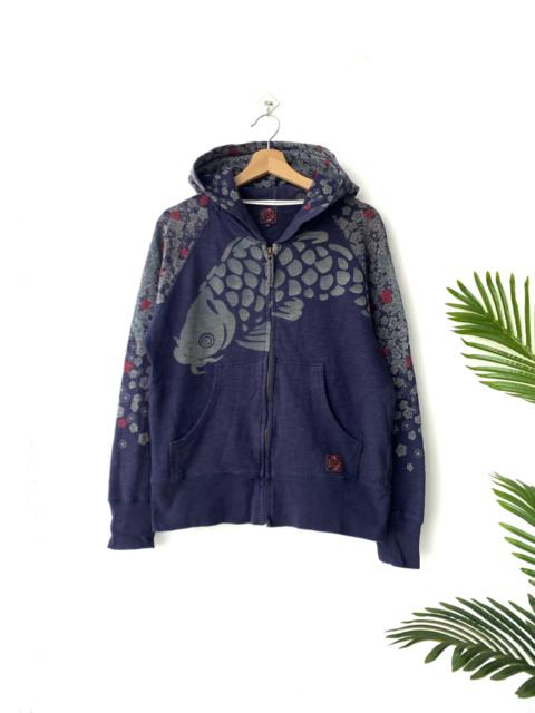 Other Designers Japanese Brand - Vintage Koi Sakura Over Print Zipper Hoodie