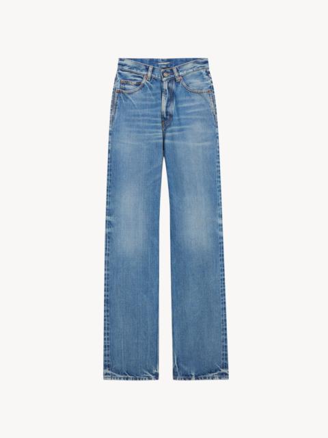 SAINT LAURENT V-WAIST LONG BAGGY JEANS IN 50'S BLUE SELVEDGE DENIM