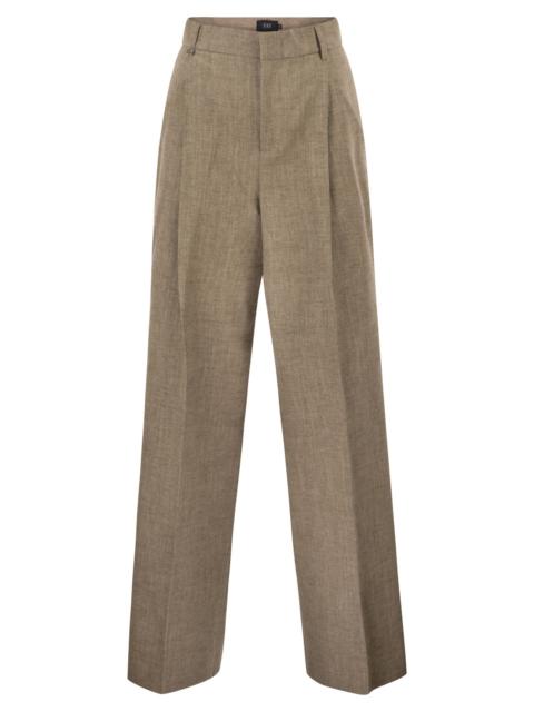 Other Designers Fay Women Regular Fit Trousers In Micro-Check Cotton And Linen