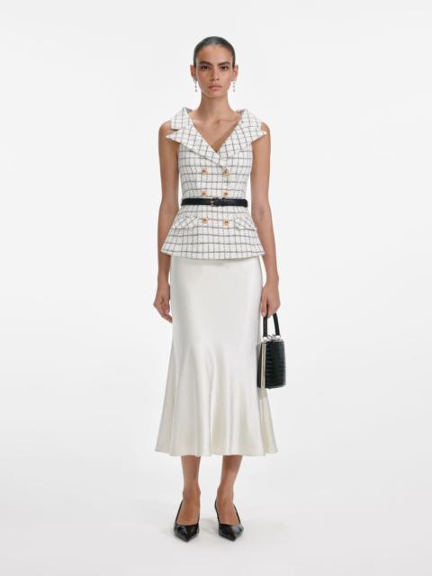 self-portrait Check Boucle Midi Dress