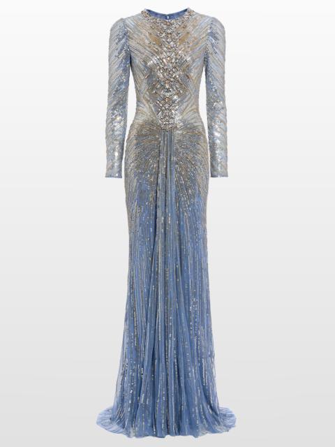 JENNY PACKHAM Jenny Packham Wiona Sequin-Embellished Gown in Denim at Nordstrom