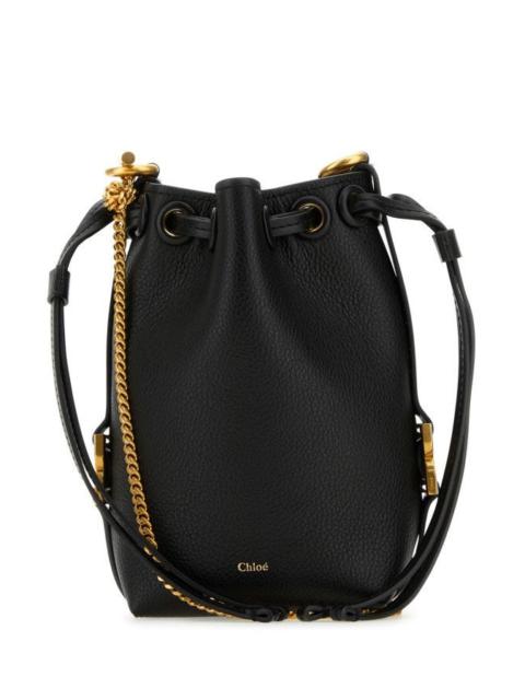 Chloe Woman Black Leather Micro Marcie Bucket Bag