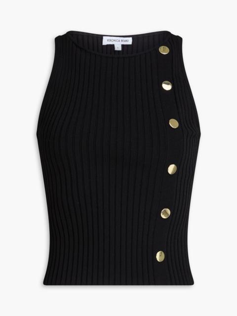 VERONICA BEARD Nelson embellished ribbed-knit tank
