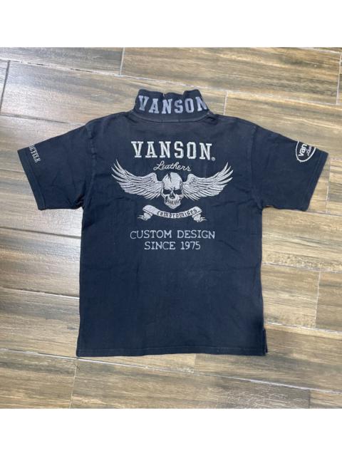 Other Designers Japanese Brand - Vanson Leather embroidery sun faded polo tee