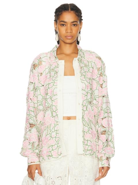 BODE Peony Lace Long Sleeve Shirt