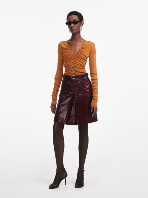 self-portrait Burnt Orange V Neck Viscose Knit Top