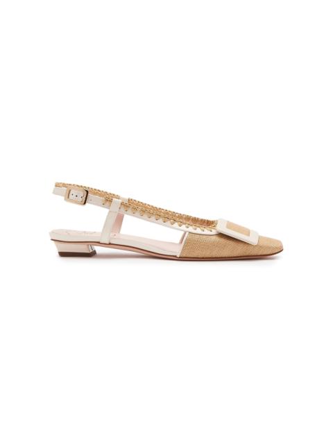 Roger Vivier Belle Vivier Braided Lacquered-Buckle Detail Slingback Flats neutral
