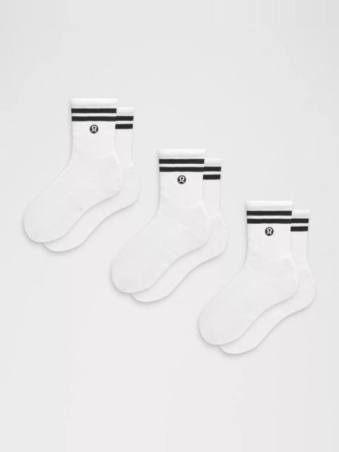 lululemon Unisex Daily Essential Quarter Socks 3 Pack *Stripe