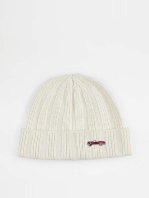 Tod's BEANIE IN WOOL AND CASHMERE - WHITE