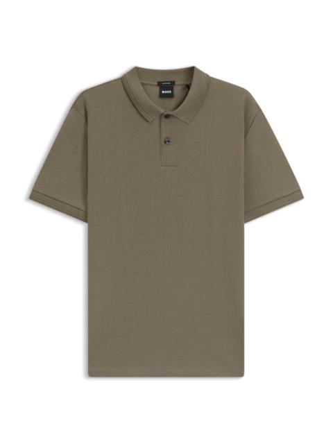 BOSS COTTON POLO SHIRT WITH HERRINGBONE STRUCTURE
