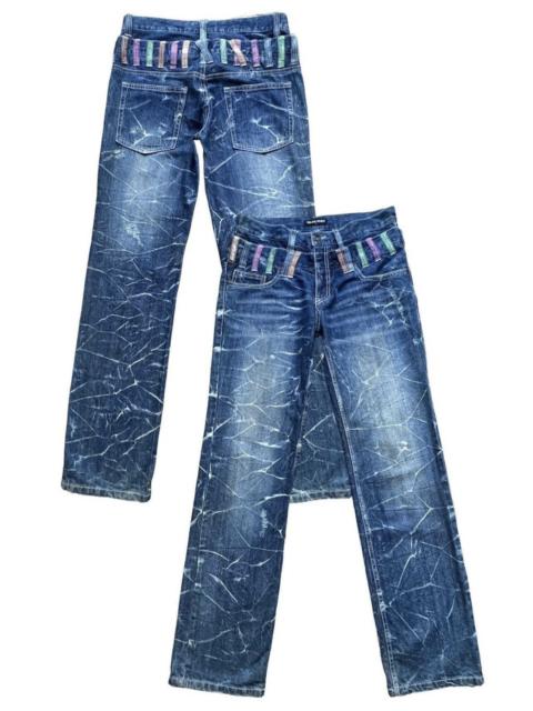 Other Designers Japanese Brand - Nylaus Double Waist Charcoal Distressed Denim Jeans 33x33