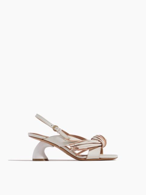 Knot Fringe Sandal in White