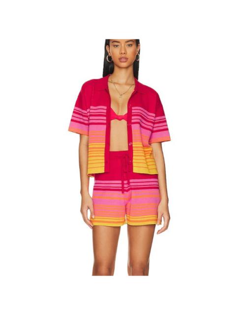 Other Designers Monrow Sunset Sweater Knit Vacation Shirt & Short Set