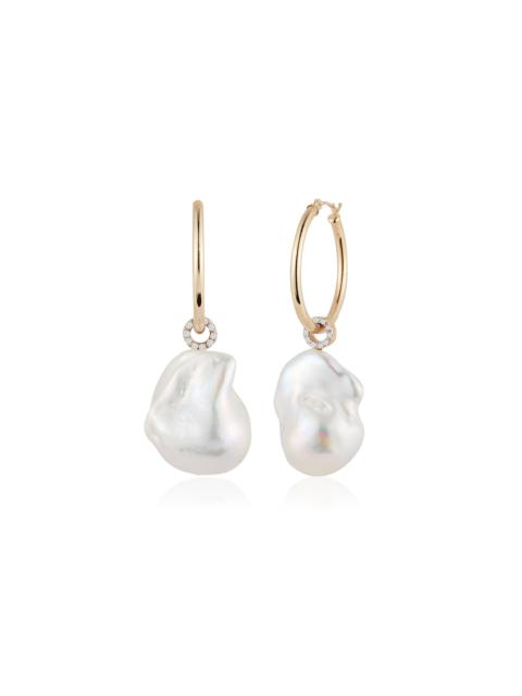 MATEO 14kt Yellow Gold Pearl And Diamond Earrings white