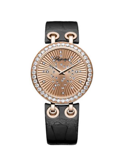 Chopard Chopard Xtravaganza Diamond 18k Rose Gold Black Leather Ladies Watch 134236-5001