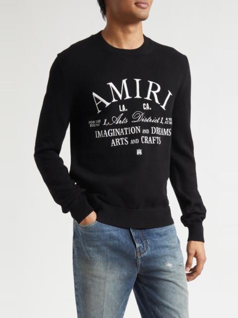 AMIRI AMIRI Arts District Embroidered Cotton Crewneck Sweater in Black at Nordstrom