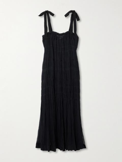 ALIX OF BOHEMIA Emrys Striped Smocked Chiffon Midi Dress